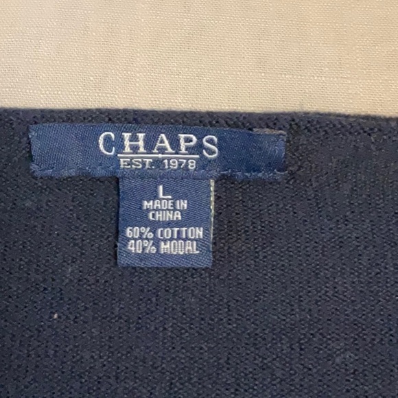 Chaps Navy and White Striped Crew Neck Sweater - Picture 5 of 7